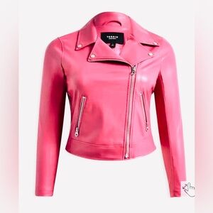 Torrid Bubblegum Pink Faux Leather Moto Biker Jacket Size 2X NWOT
